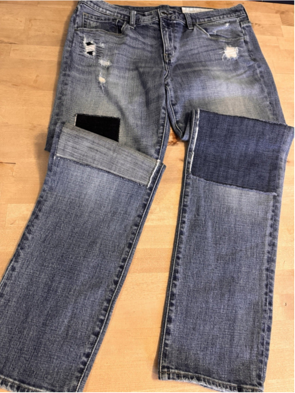 Treasure & Bond Women’s Boyfriend Fit Jean Size 31 Distressed Patchwork Denim